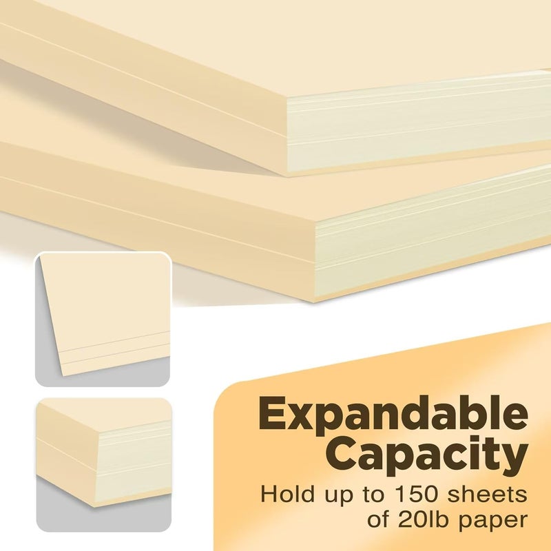 WritePads Manila File Folders 100-Pack Letter Size 8.5" x 11" Manilla Folder with 1/3-Cut Tabs Durable Pressboard Folders for Hanging Files, Office, School, Home, Business Filing Supplies Made in USA (Classic) - Image 4